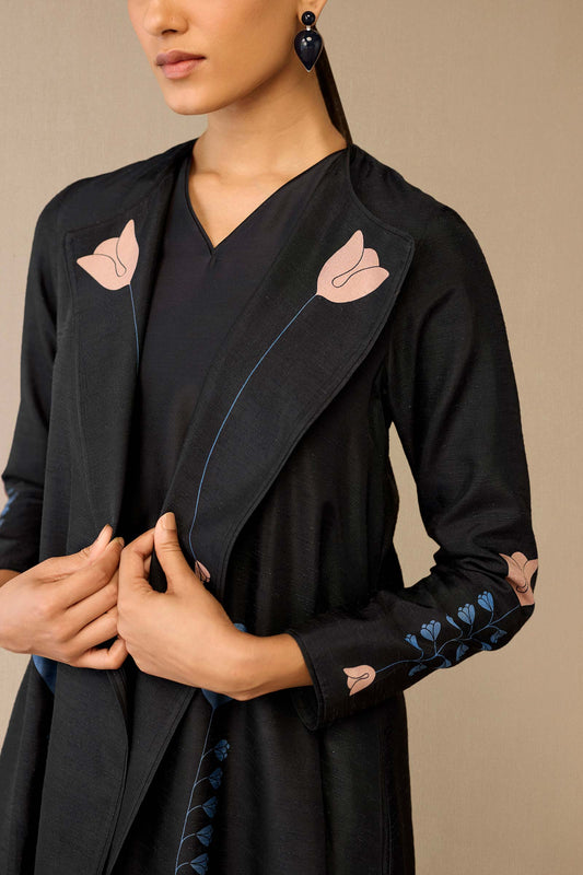 Silk Fiza Jacket Set – Black