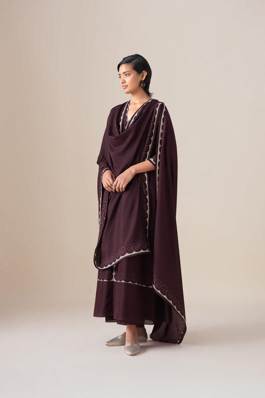 Chanderi Meher Kurta Set – Red