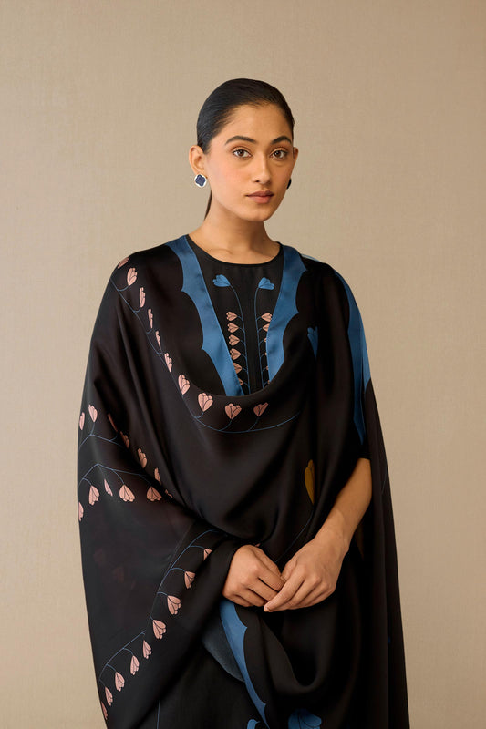 Chanderi Shaza Kurta Set – Black