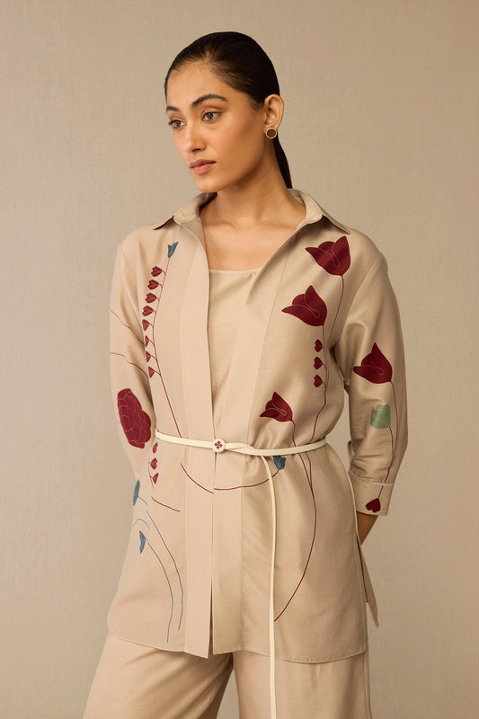 Chanderi Sarai Shirt Set – Beige