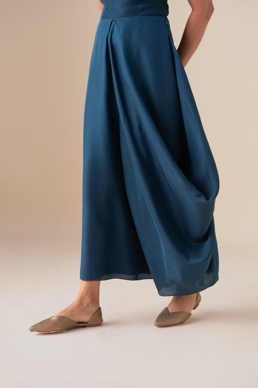 Habutai Talia Drape Pants – Blue