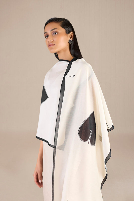 Chanderi Roobah Scarf – Ivory