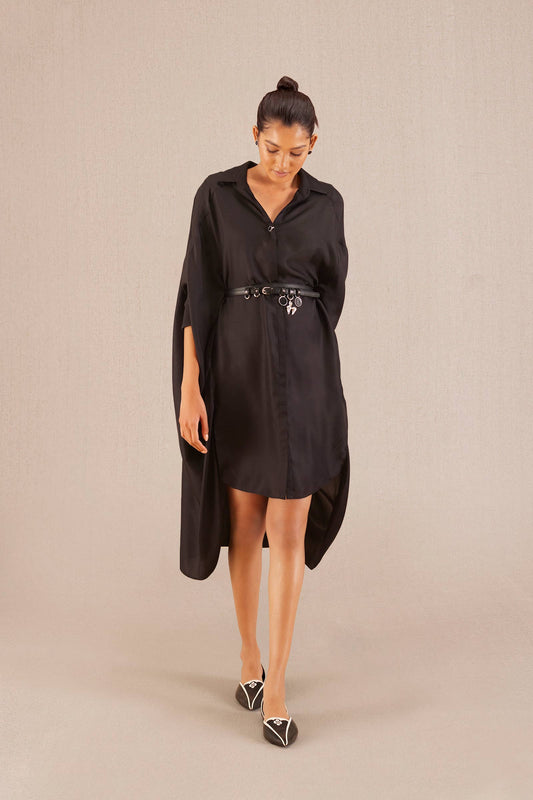 Aria Shirt Dress - Black