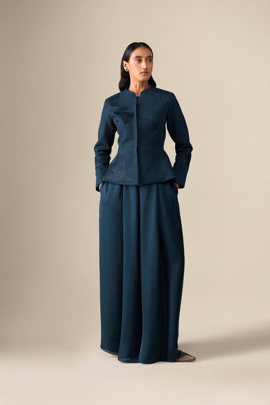 Silk Valla Jacket Set – Blue