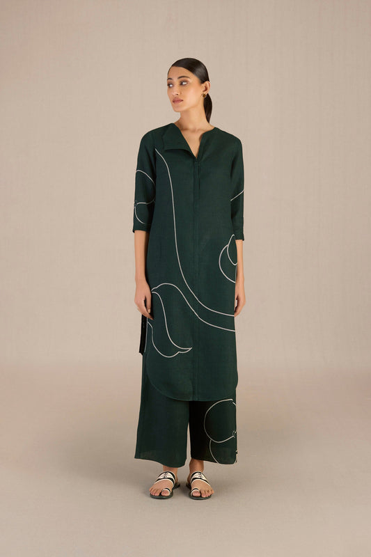 Linen Vardah Tunic Set – Green