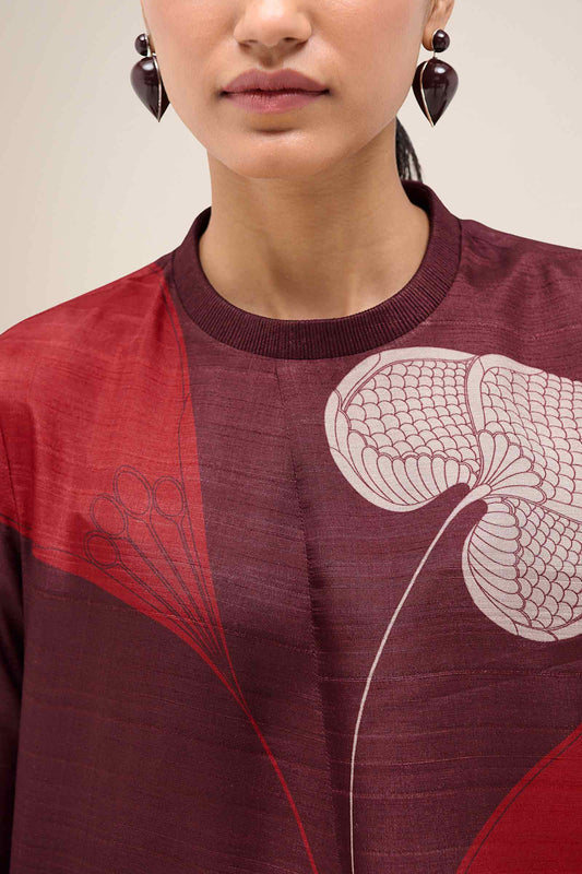 Silk Falak Shirt Set – Red