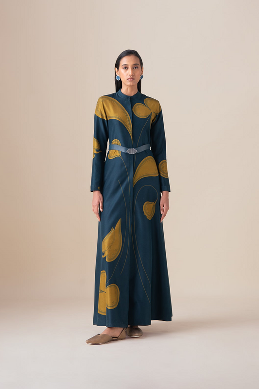 Habutai Saeeda Abaya Set – Blue