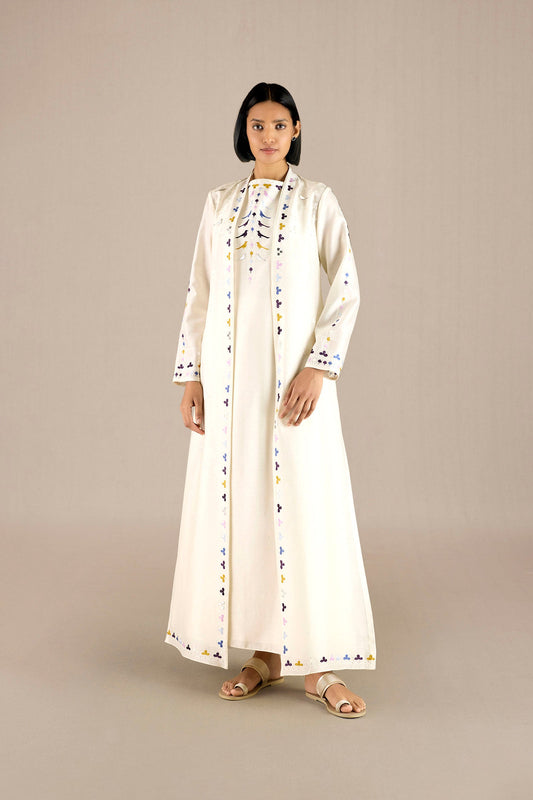 Chanderi Avaran Jacket Set – Ivory