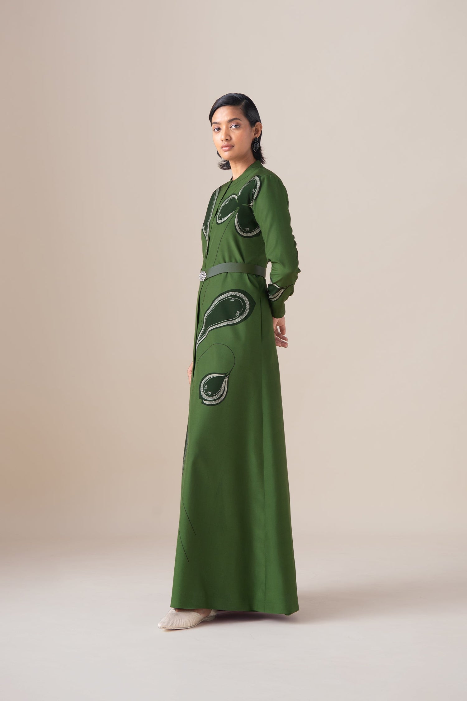  Habutai Saeeda Abaya Set – Green