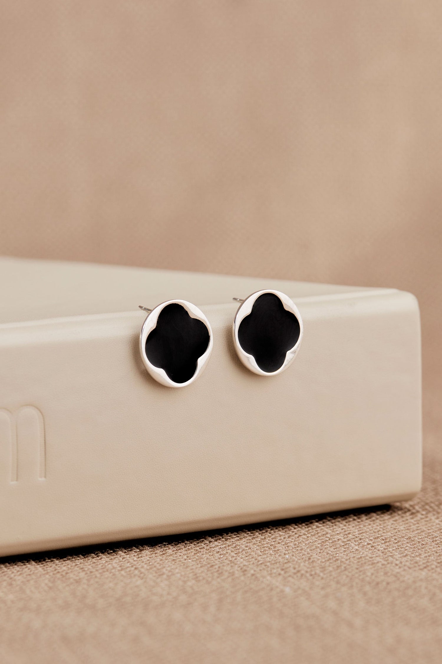  Enamel Vivienne Studs – Black