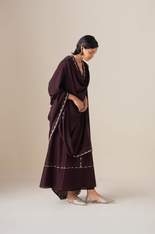 Chanderi Meher Kurta Set – Red