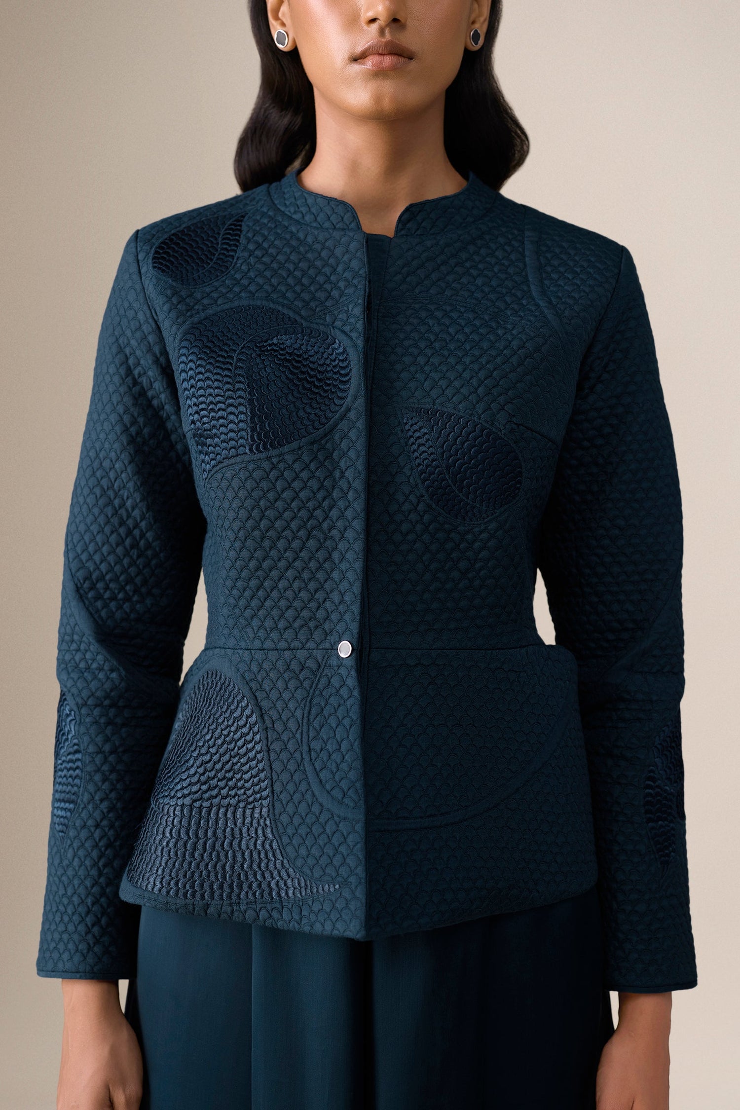  Silk Valla Jacket Set – Blue