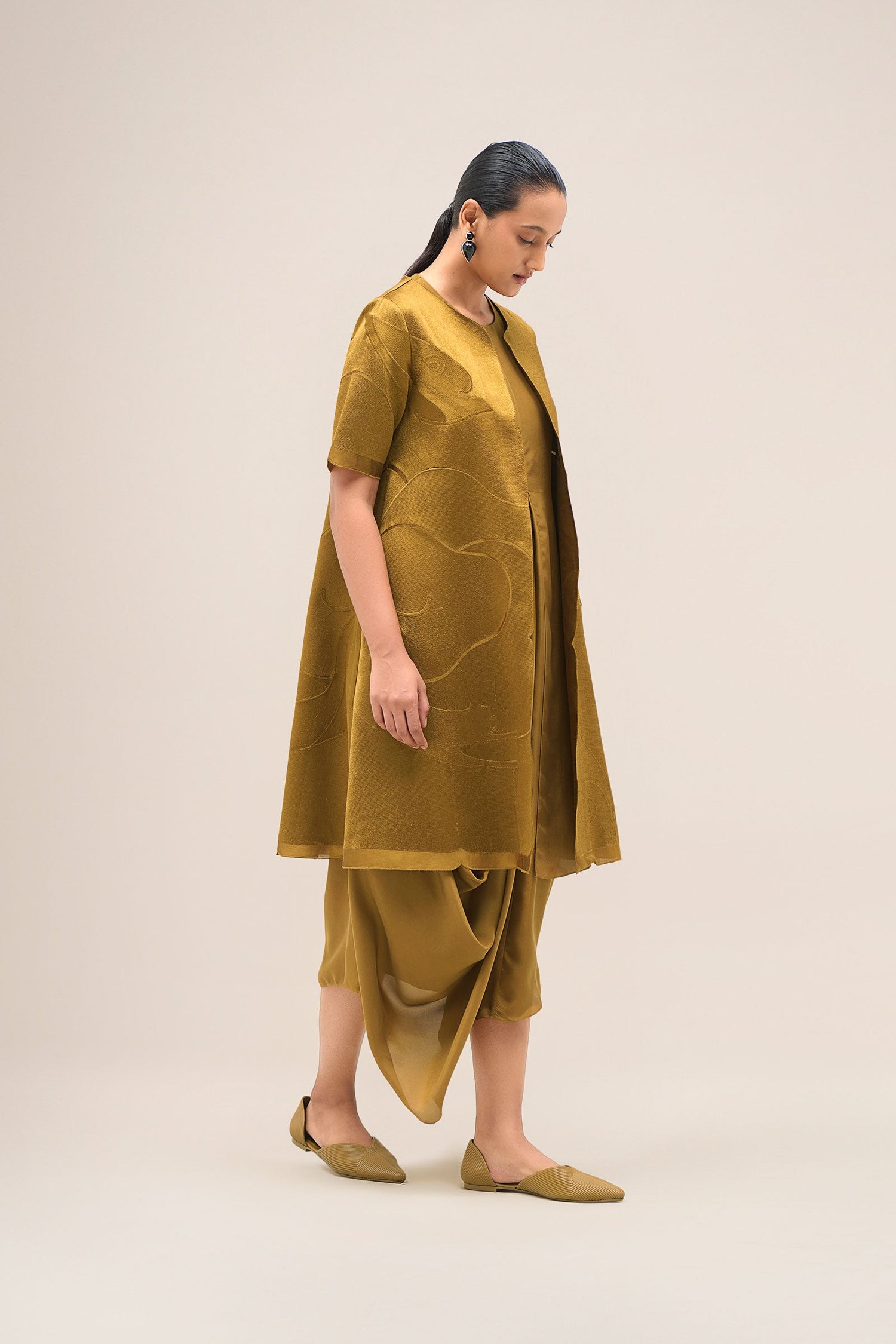  Chanderi Israh Jacket Set – Yellow