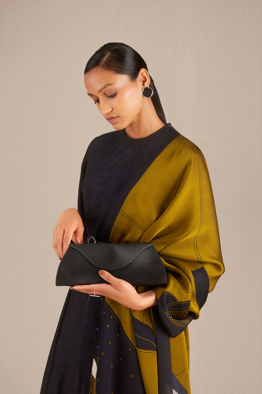 Faux Leather Ida Clutch – Black