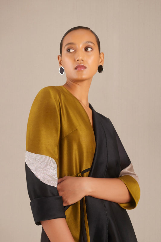 Chanderi Kafiya Tunic Set – Black