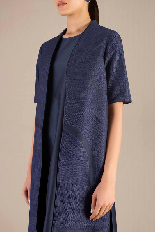 Chanderi Adilah Jacket Set – Blue