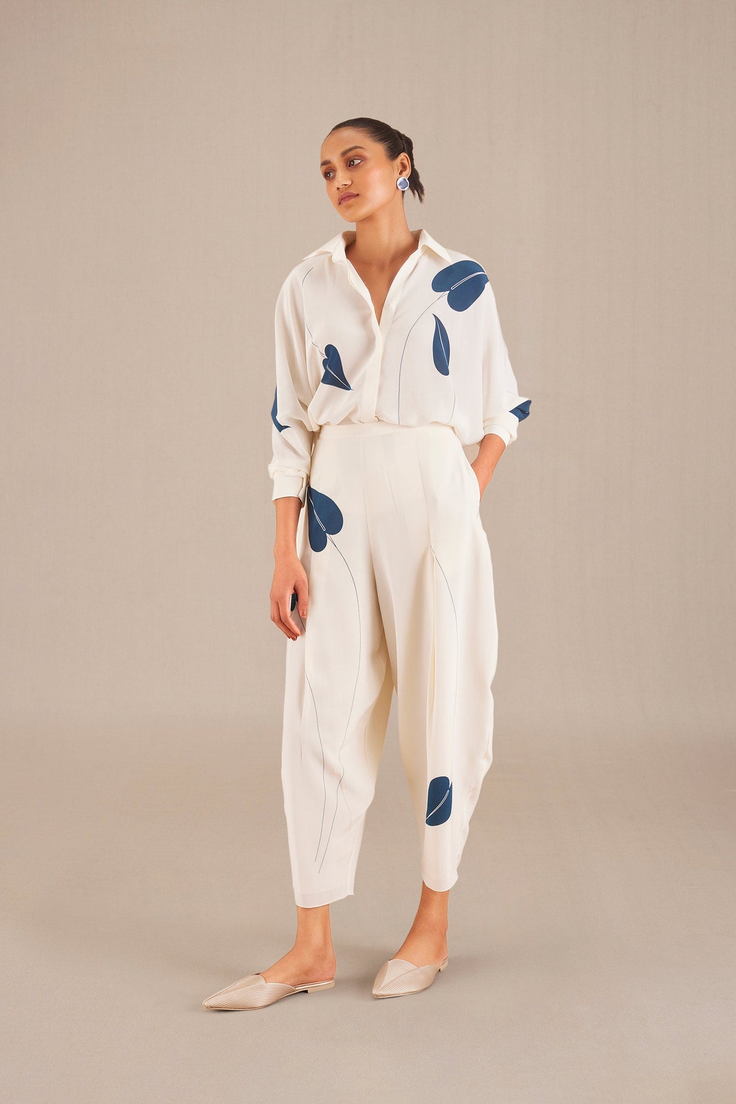 Salma Co Ord Shirt Set - Ivory