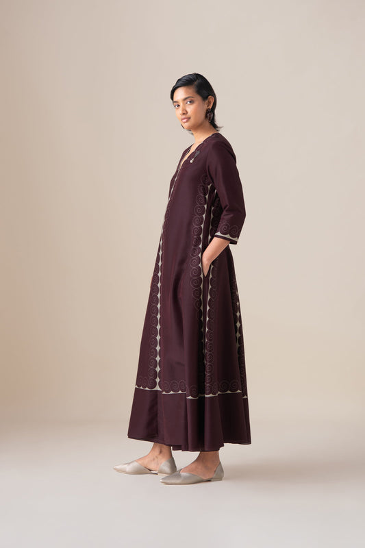 Chanderi Meher Kurta Set – Red