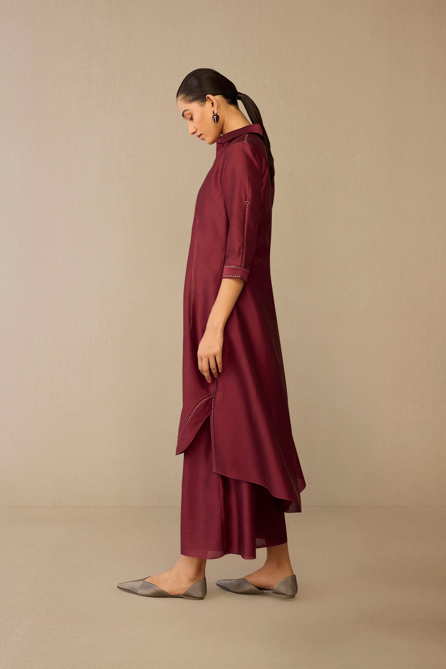  Chanderi Kasra Jacket Set – Red
