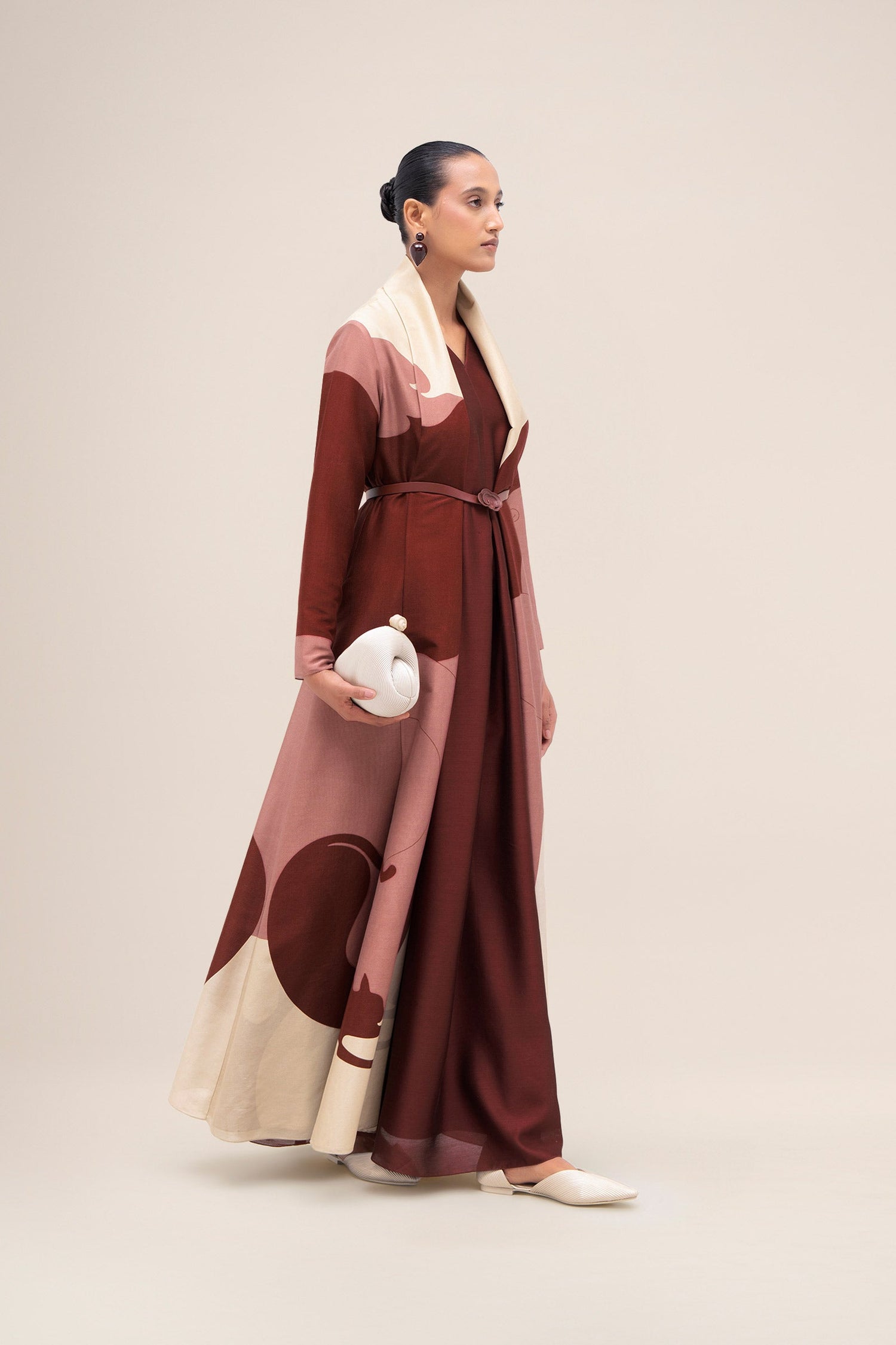  Chanderi Ghubar Abaya Set – Red