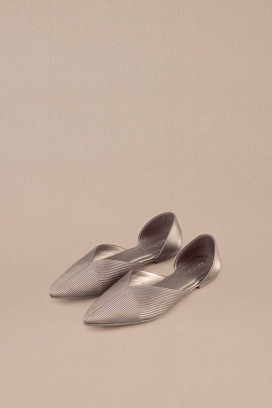 Faux Leather Zahra Point-toe Flats – Metallics
