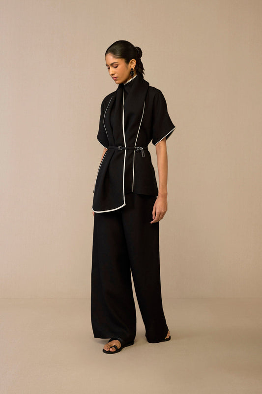 Linen Dilnami Top Set – Black