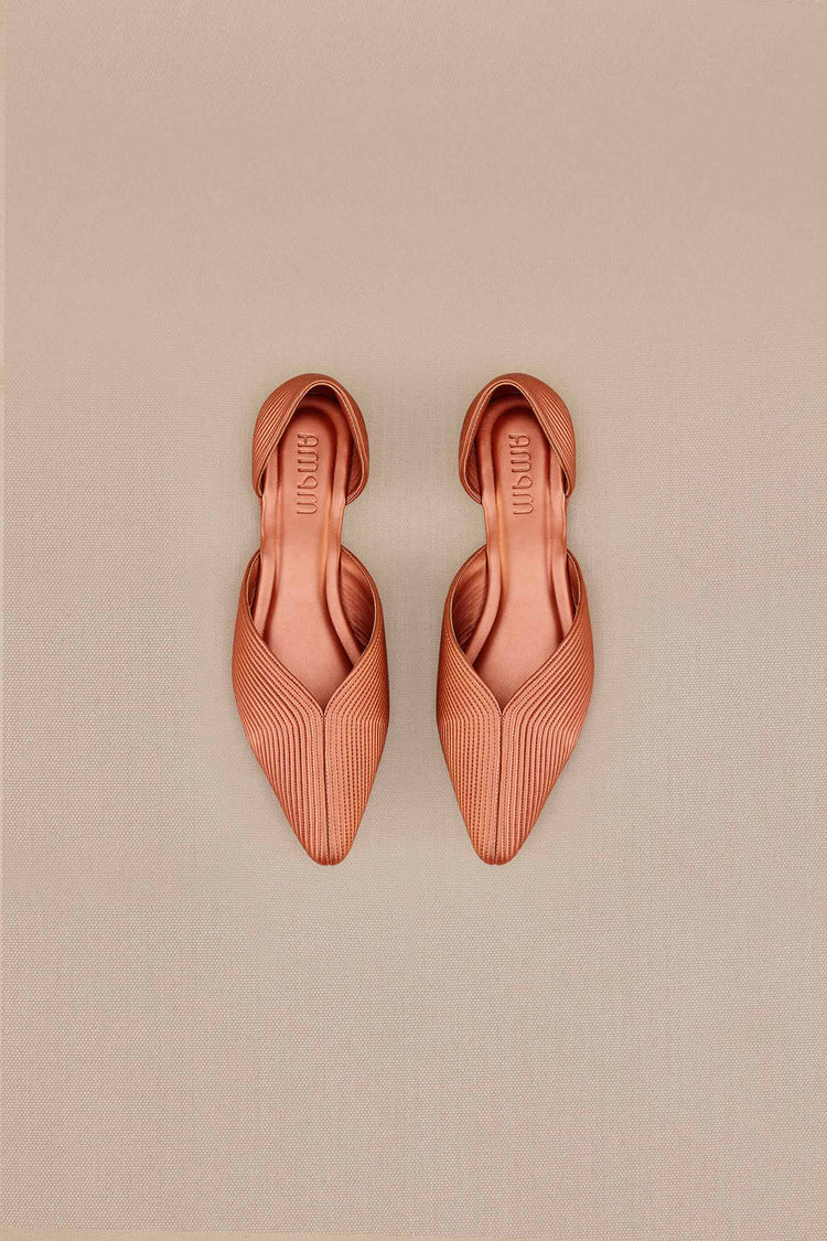 Zahra Point-toe Flats - Metallic Copper