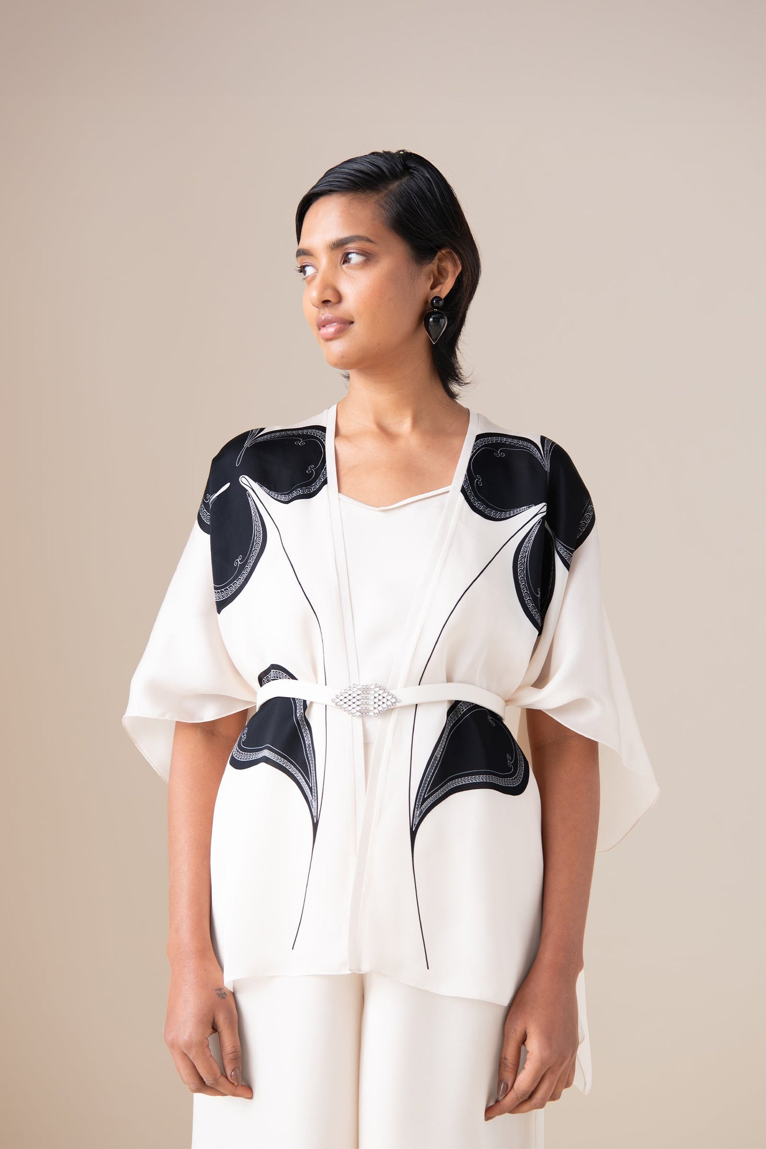  Organza Veya Cape Set – Ivory