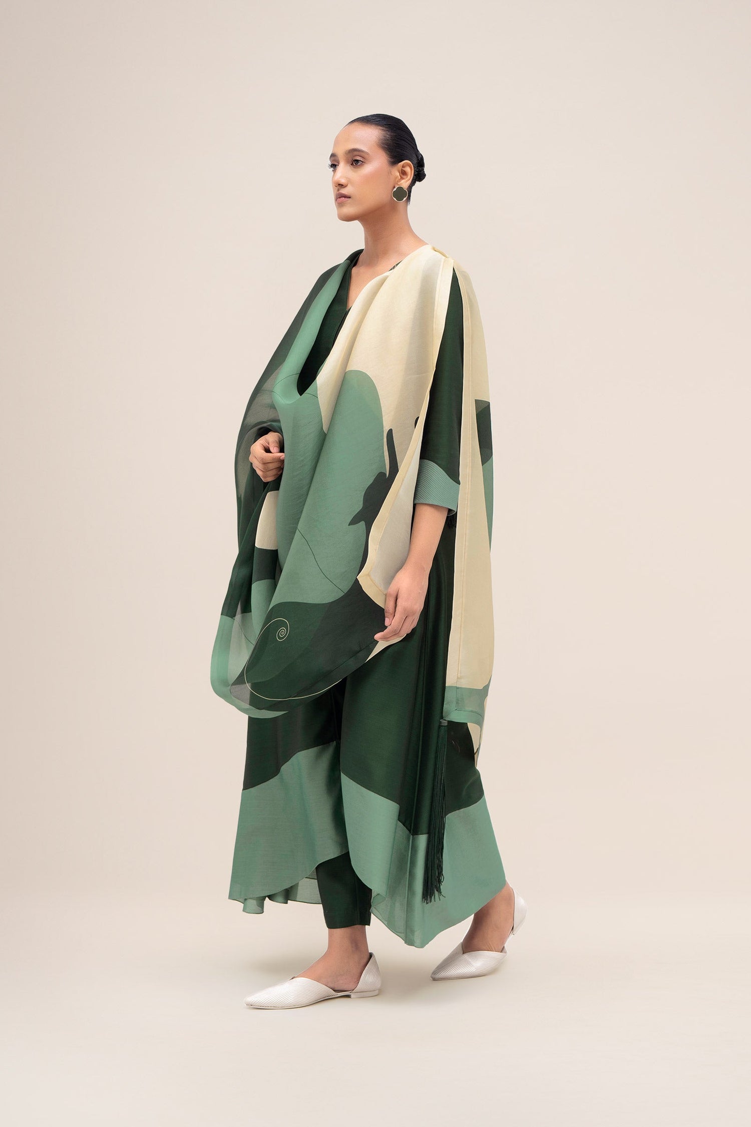  Chanderi Sama Kurta Set – Green