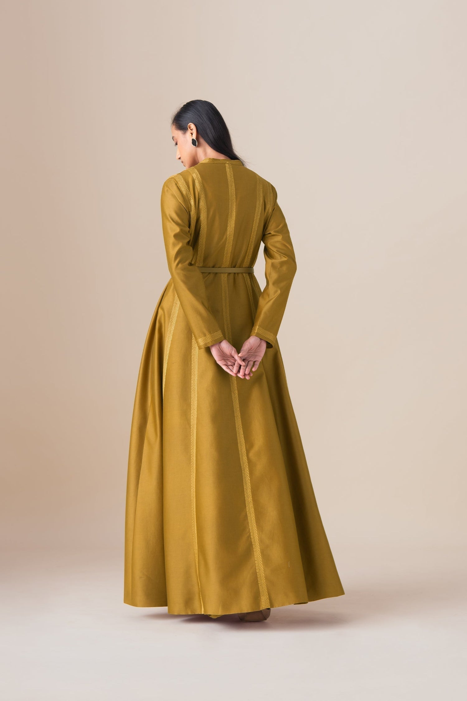    Chanderi Rubab Abaya Set – Yellow