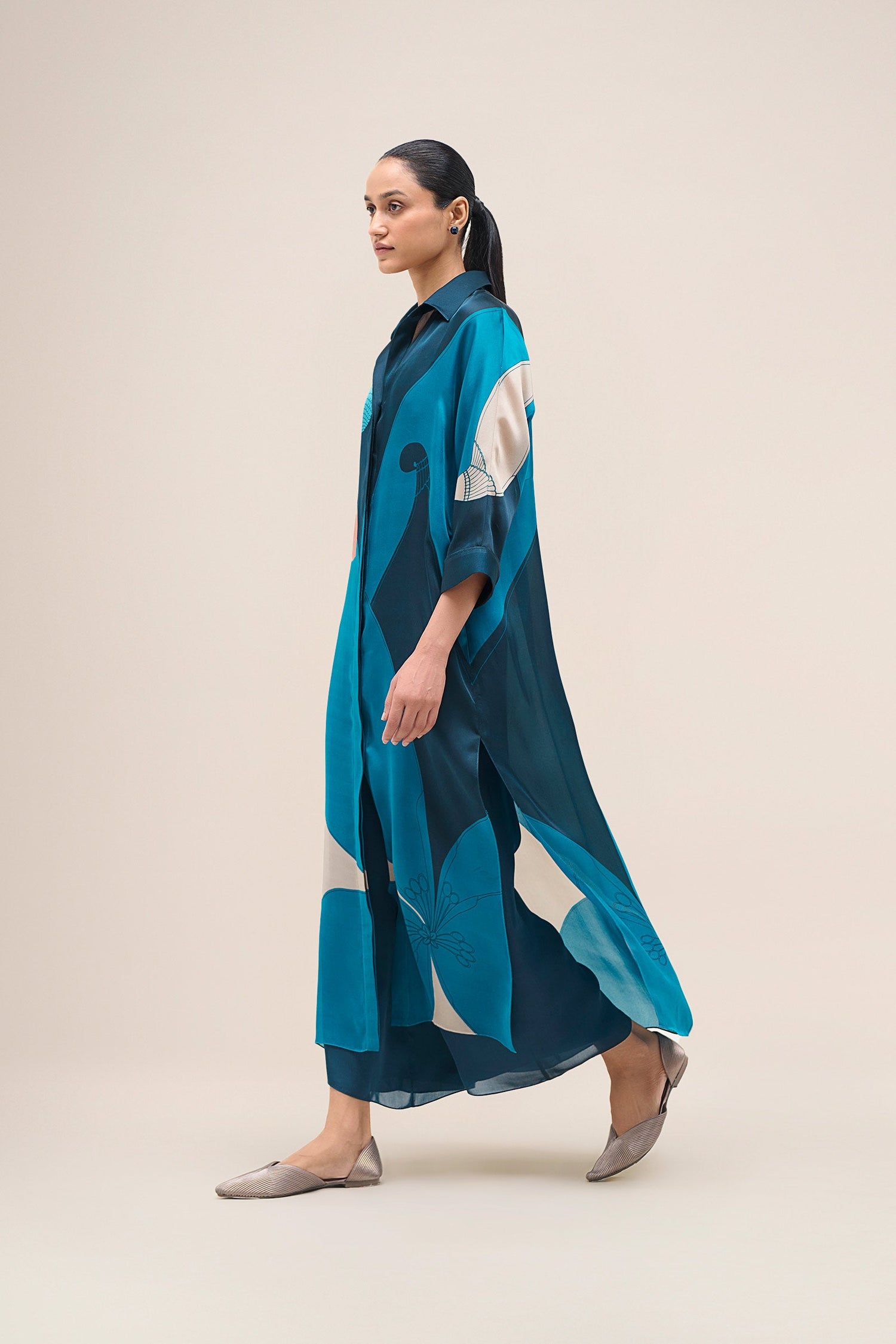  Organza Nila Tunic Set – Blue