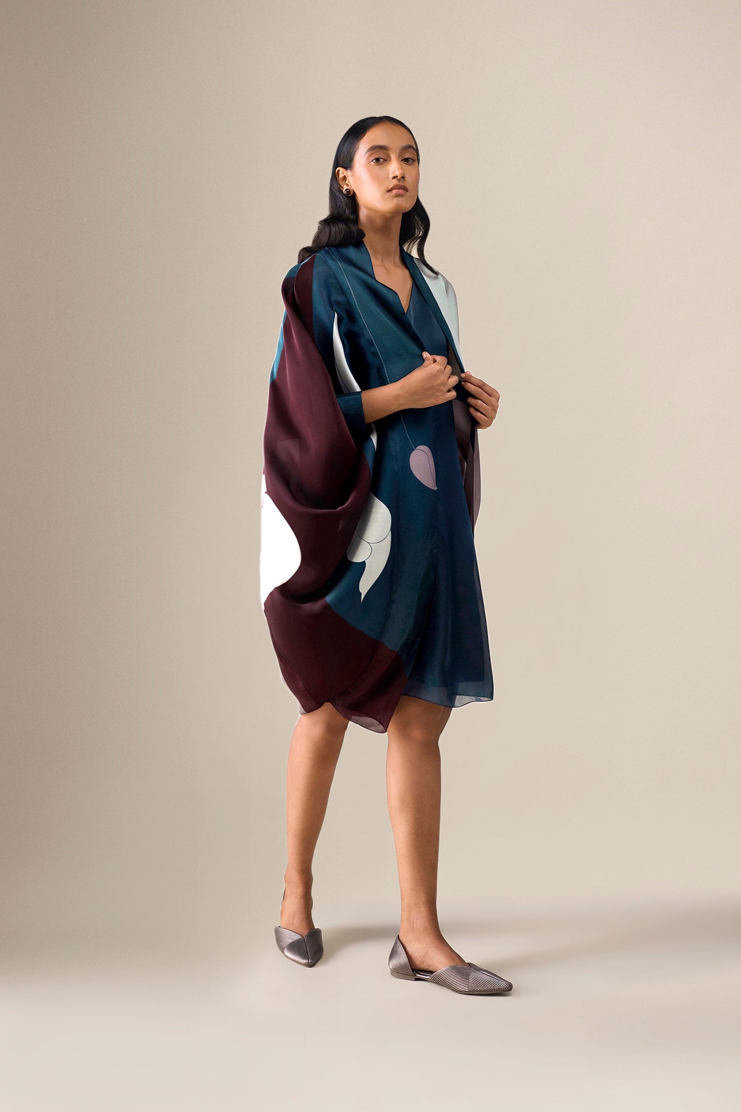  Organza Anissa Cape Set – Blue