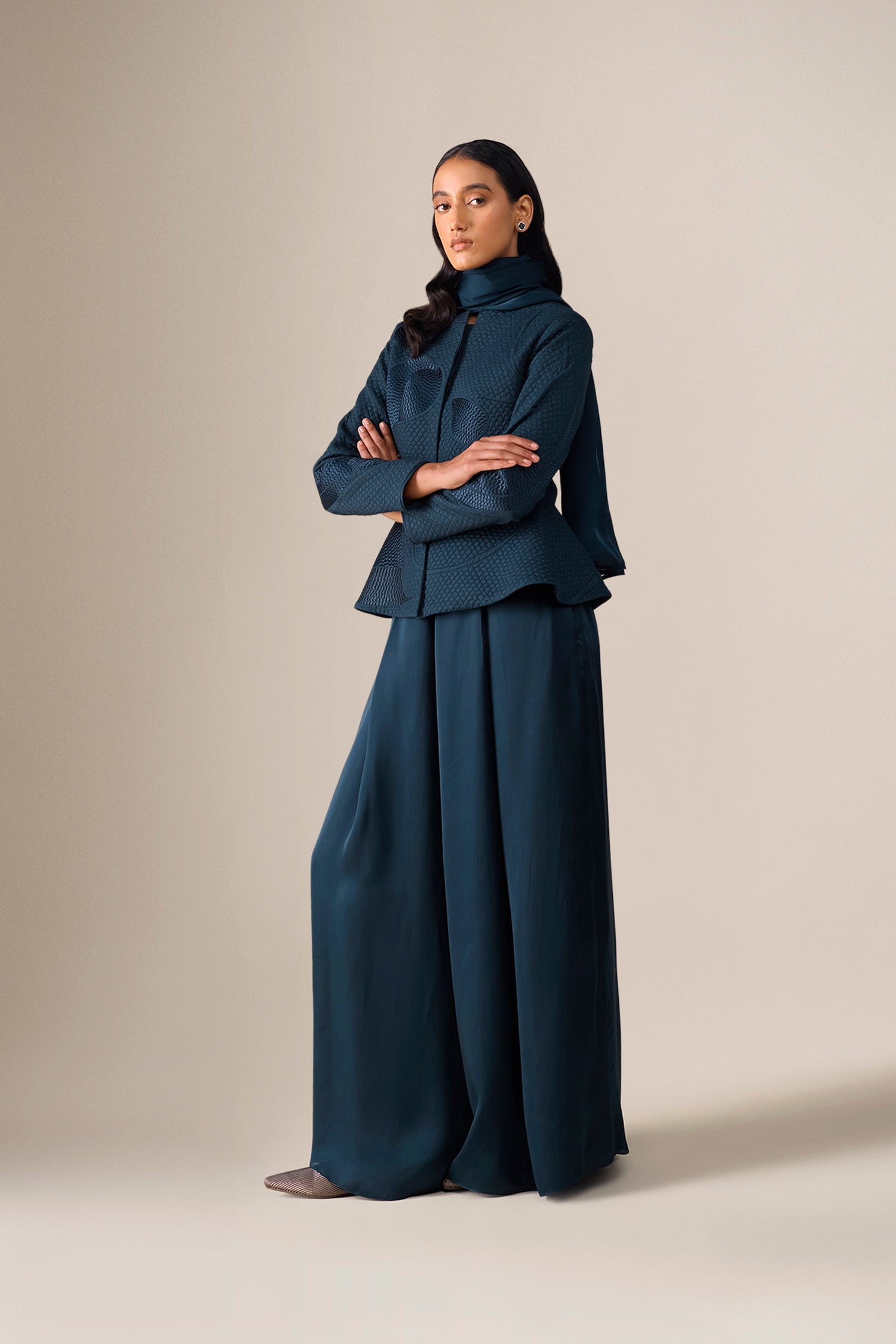  Silk Valla Jacket Set – Blue