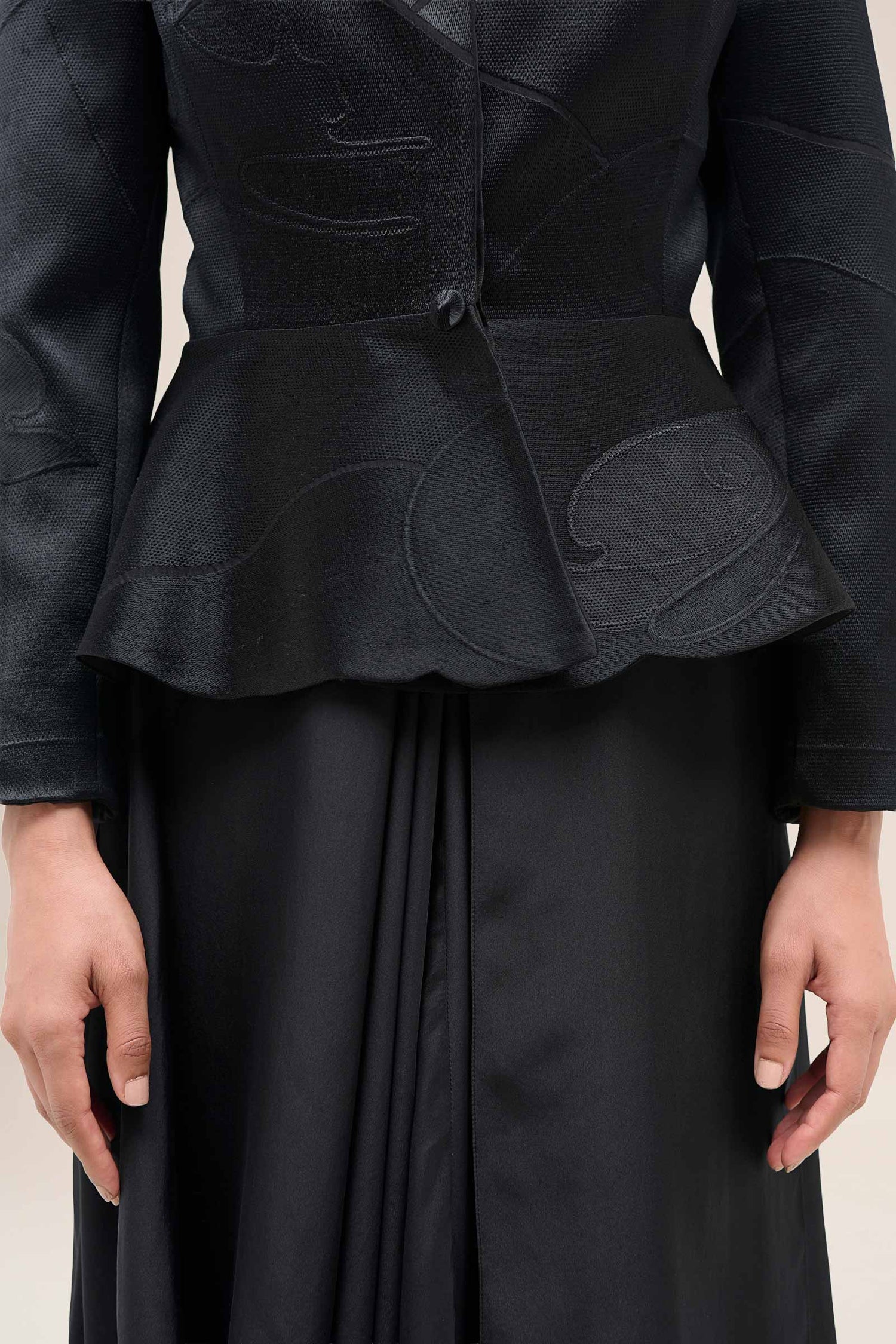  Chanderi Layla Jacket Set – Black