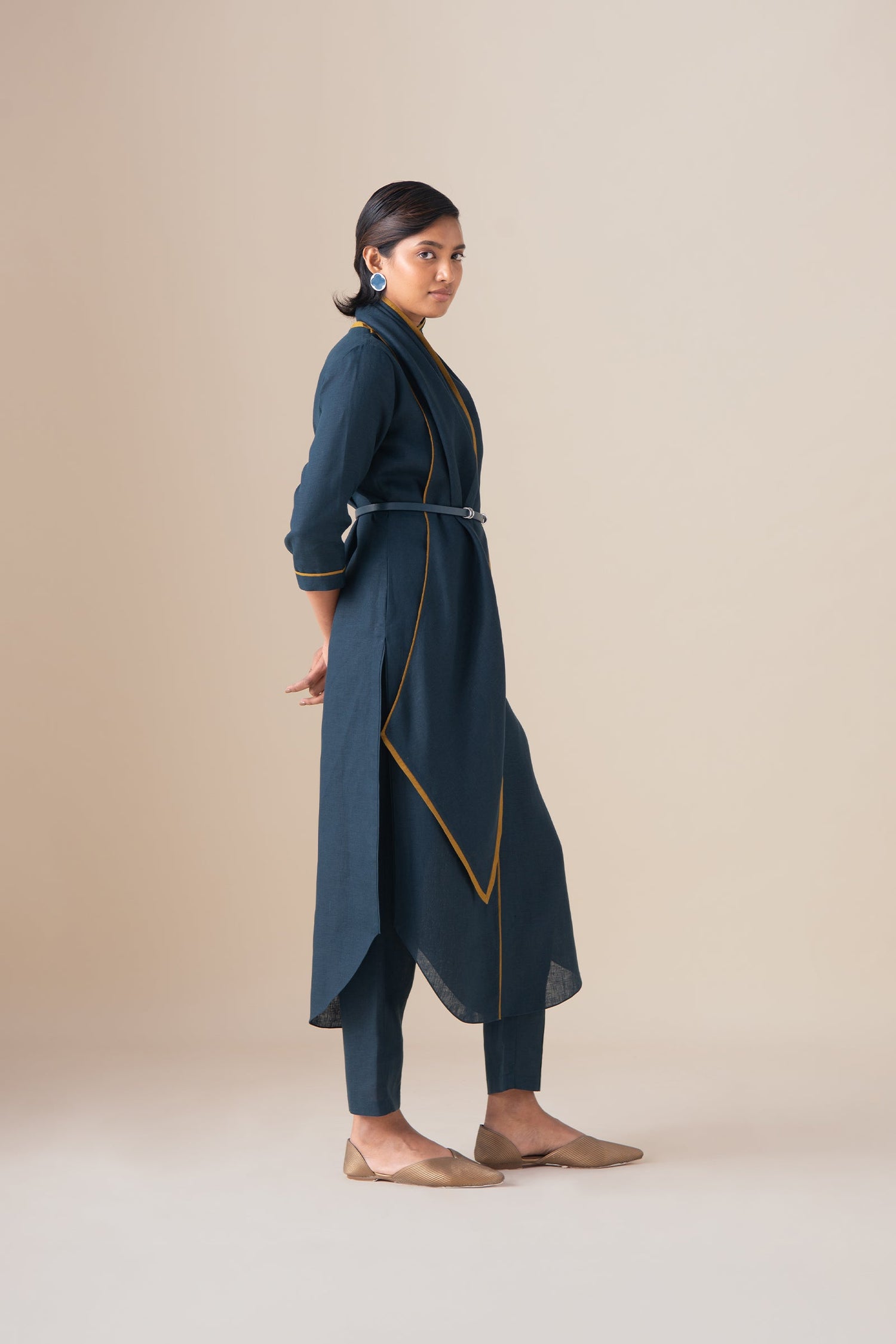  Linen Dilawar Tunic Set – Blue