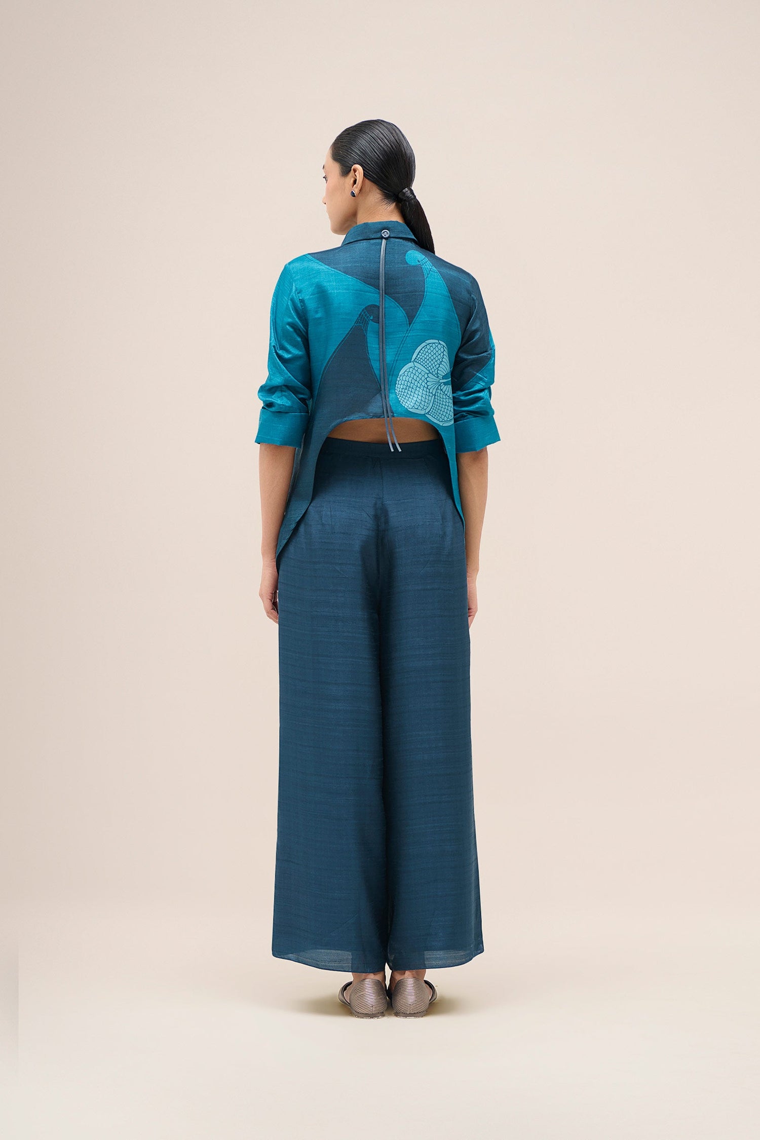  Silk Arwa Shirt Set – Blue