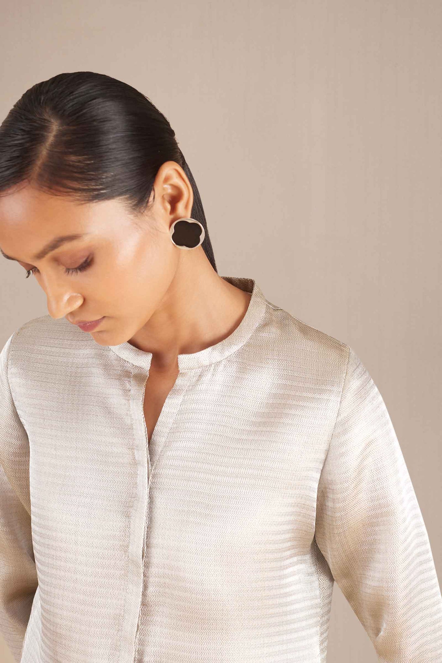 Nuran Shirt Set - Metallic Silver 