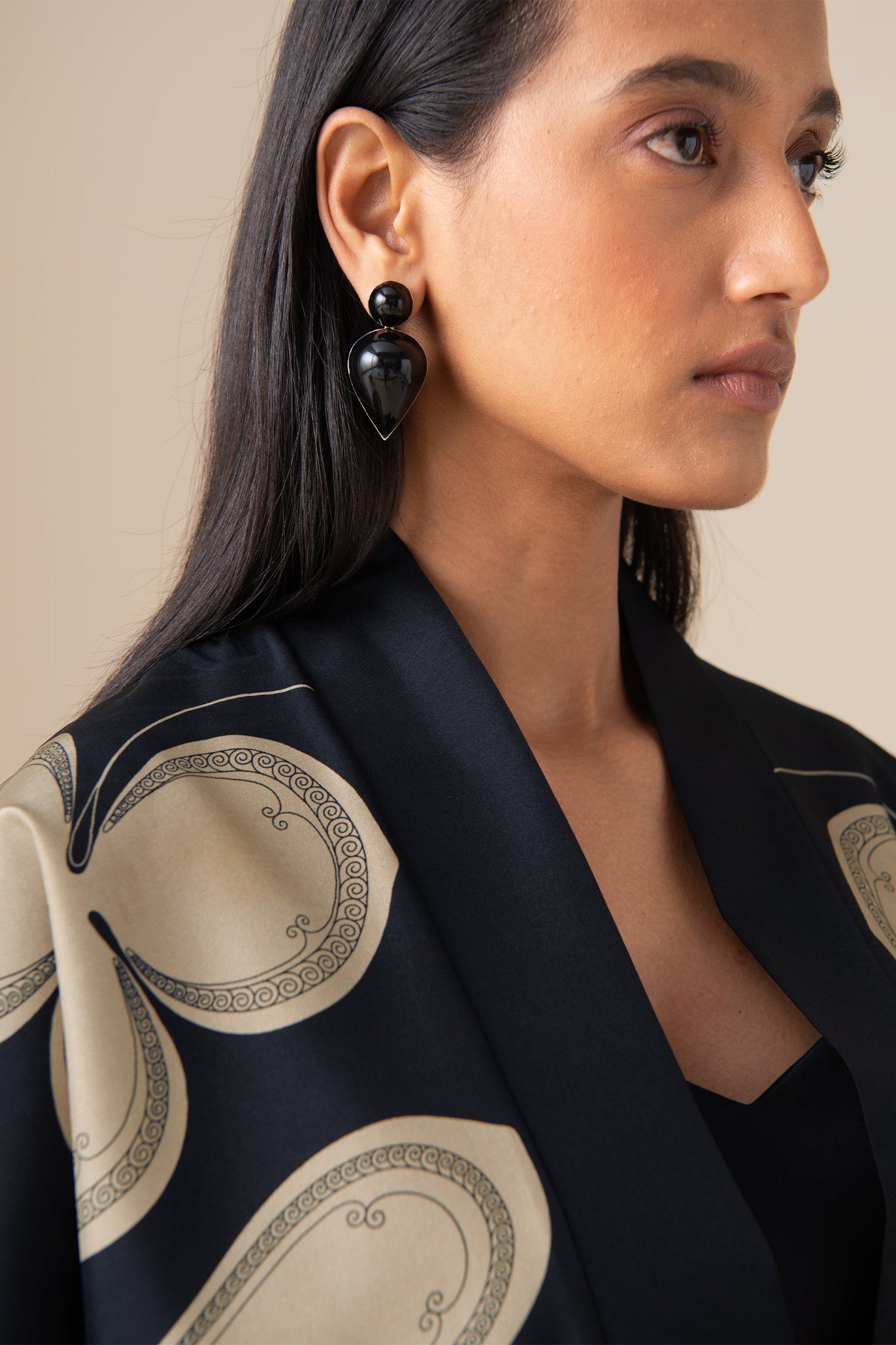  Habutai Sidra Jacket Set – Black