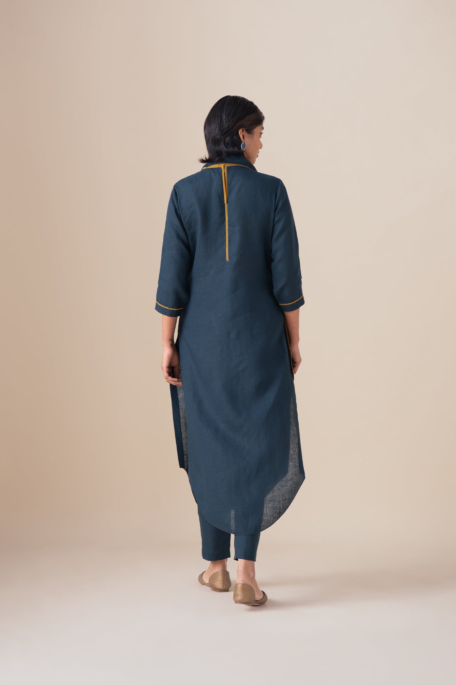  Linen Dilawar Tunic Set – Blue