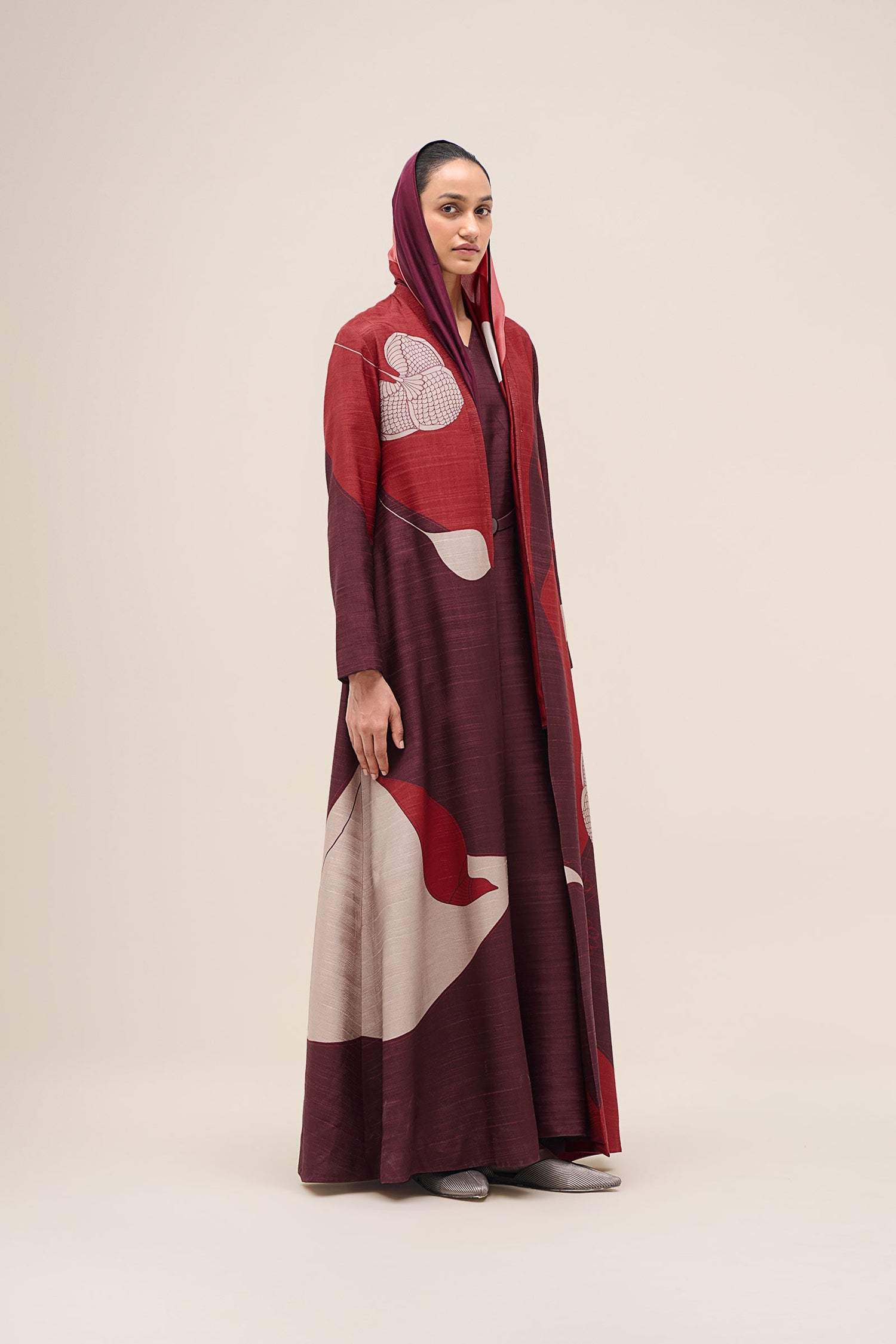  Silk Naaz Abaya Set – Red
