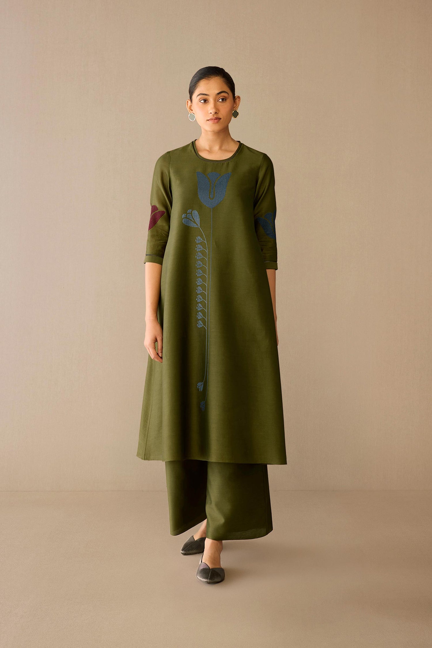  Chanderi Samreen Kurta Set – Green