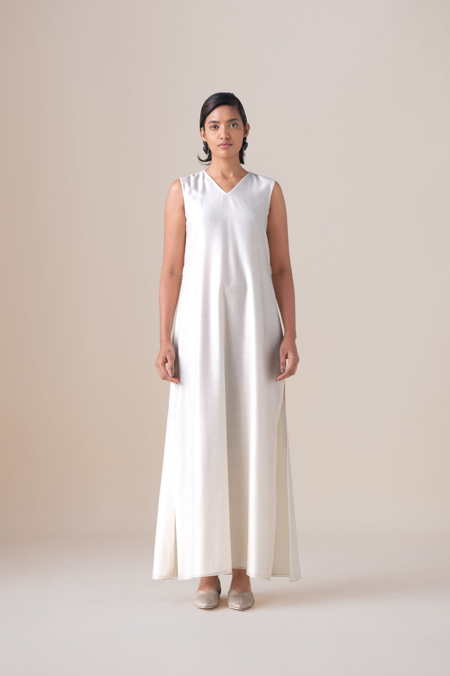    Chanderi Aluna Jacket Set – Ivory