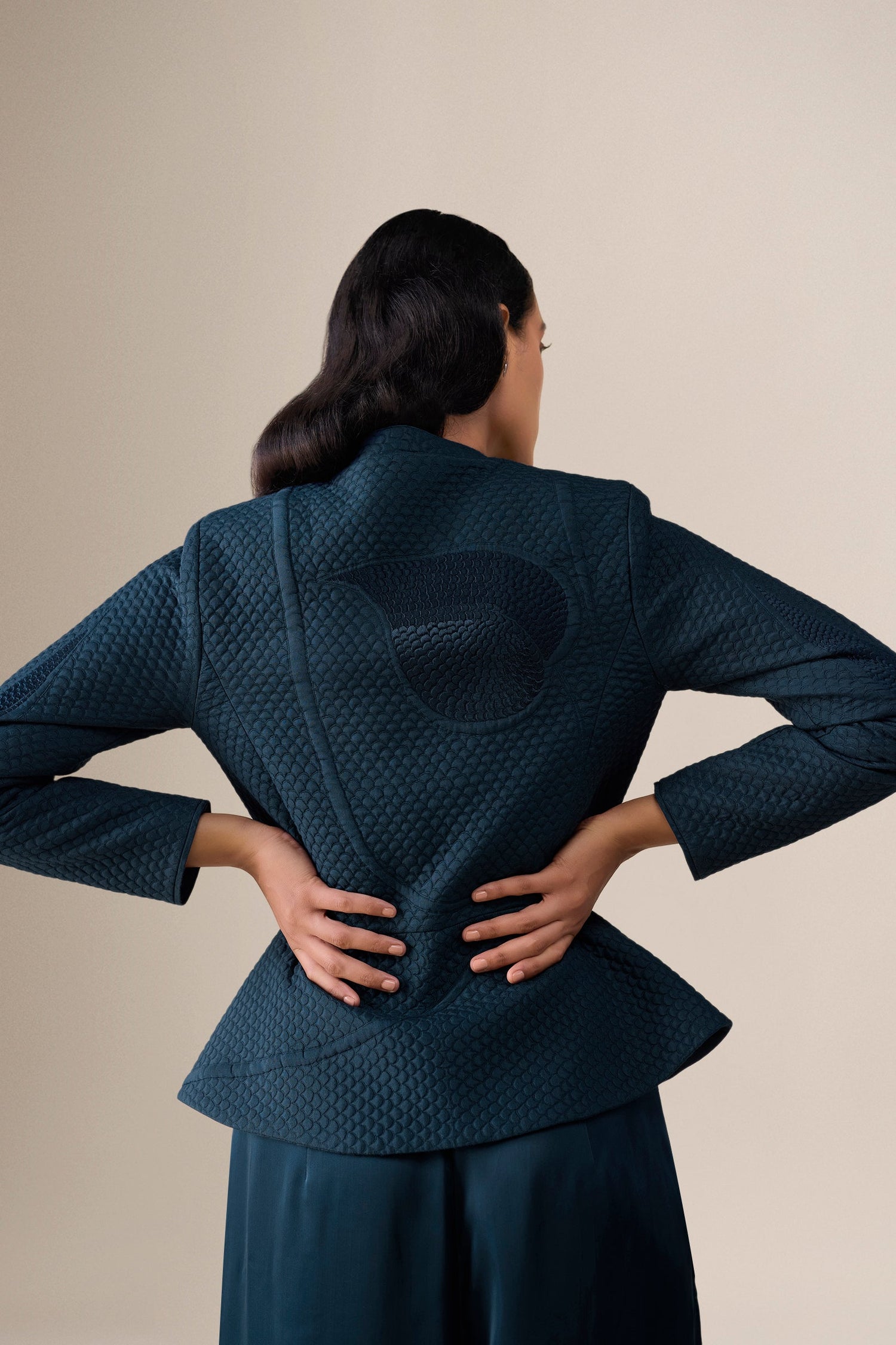  Silk Valla Jacket Set – Blue
