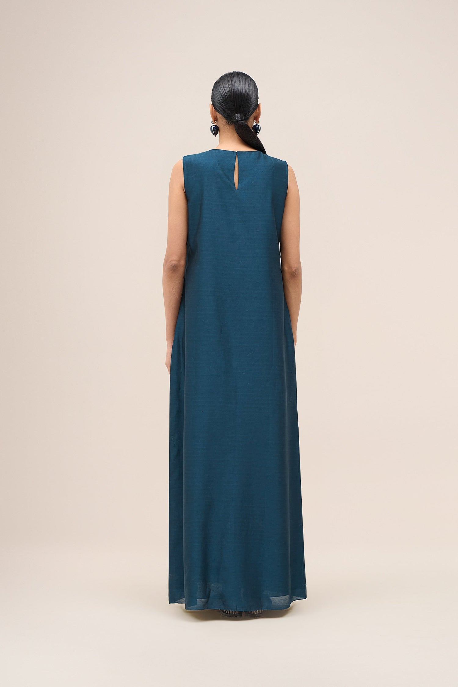  Shantung Raziya Abaya Set – Blue