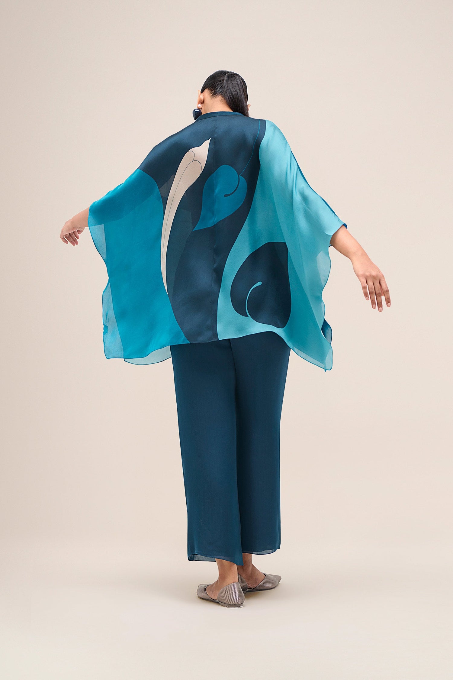  Organza Miya Kaftan Shirt Set – Blue
