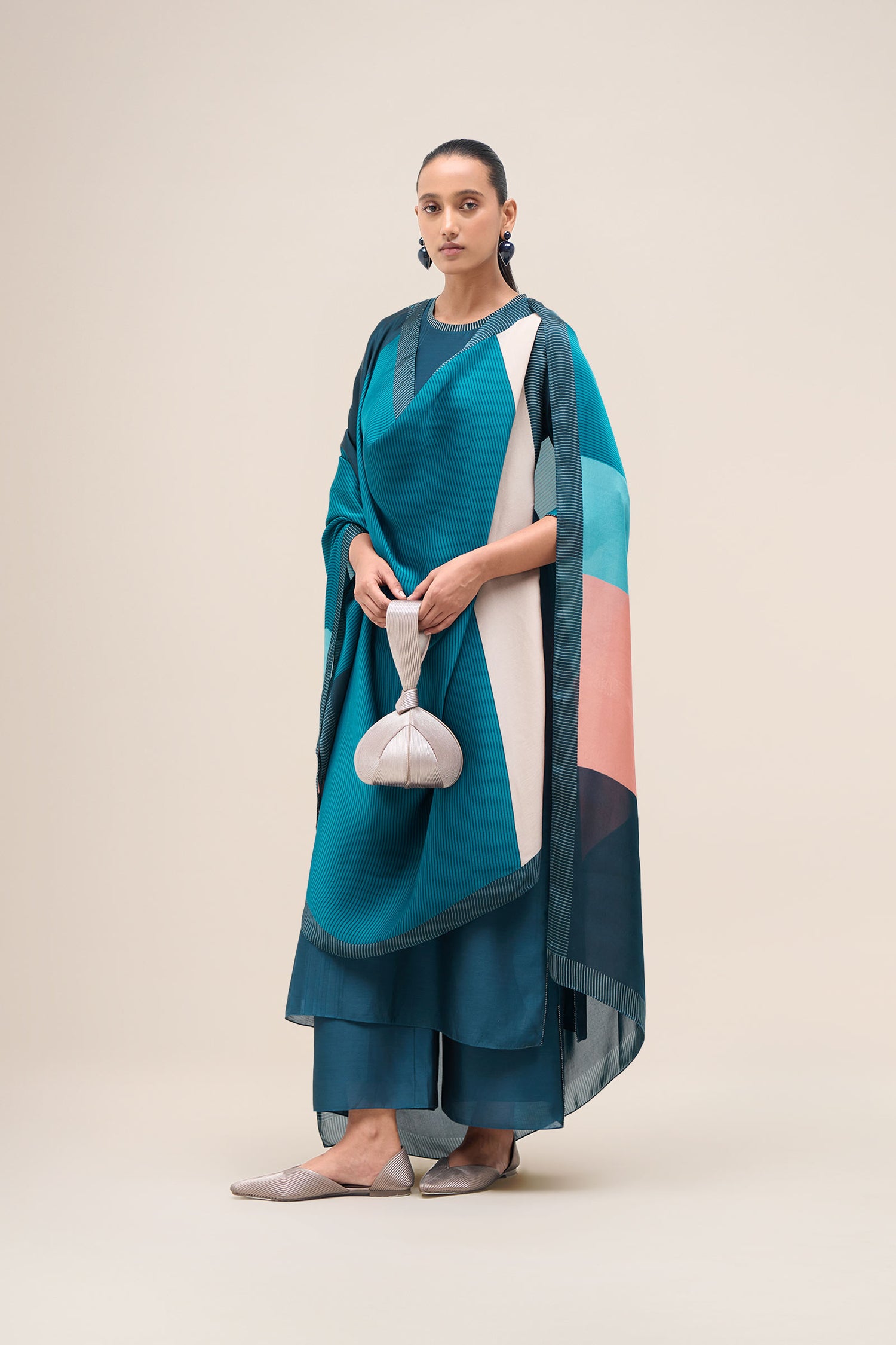  Chanderi Safira Kurta Set – Blue