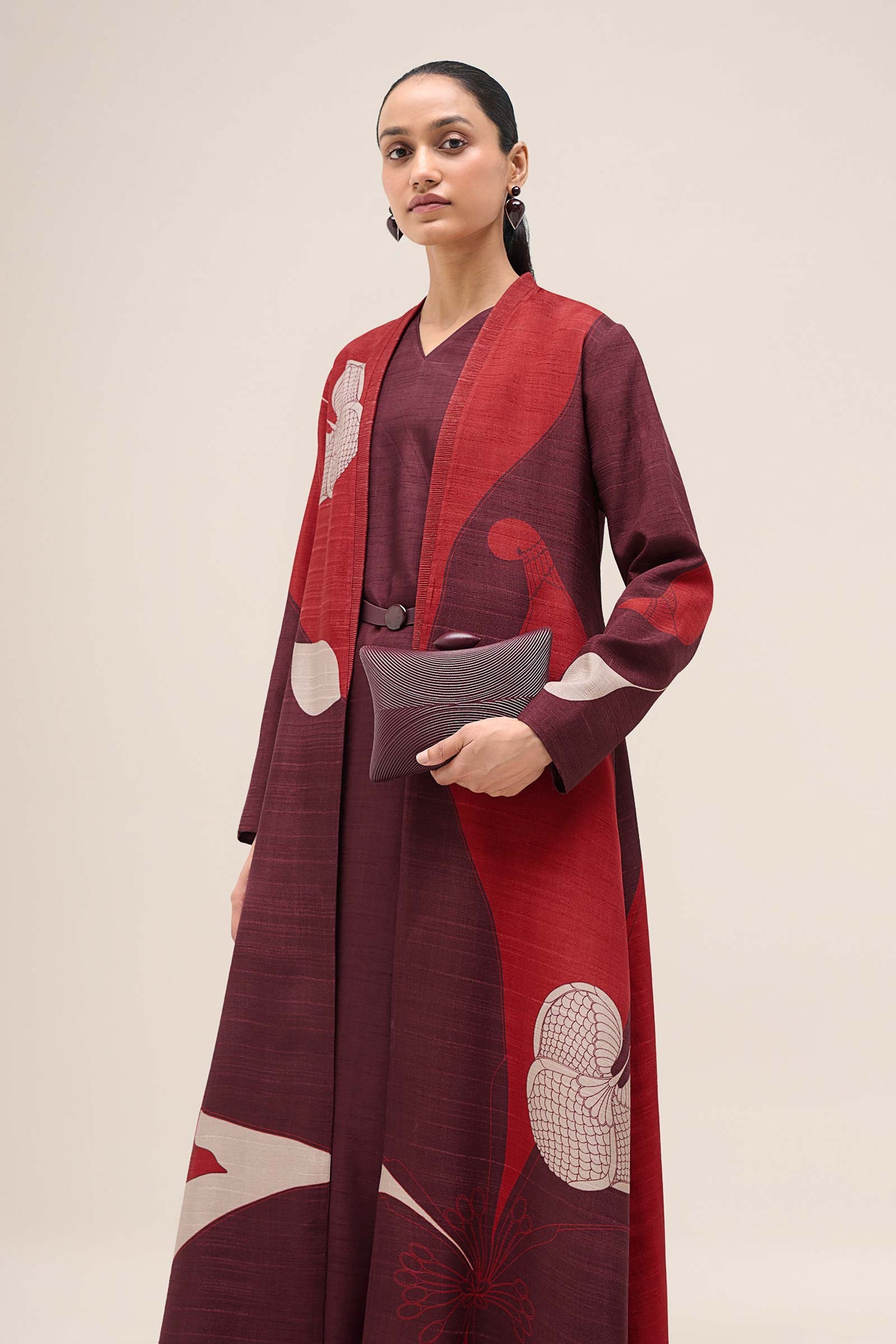  Silk Naaz Abaya Set – Red