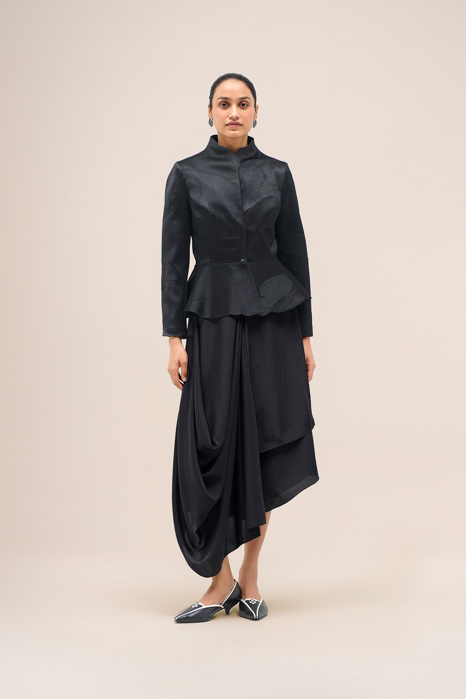  Chanderi Layla Jacket Set – Black