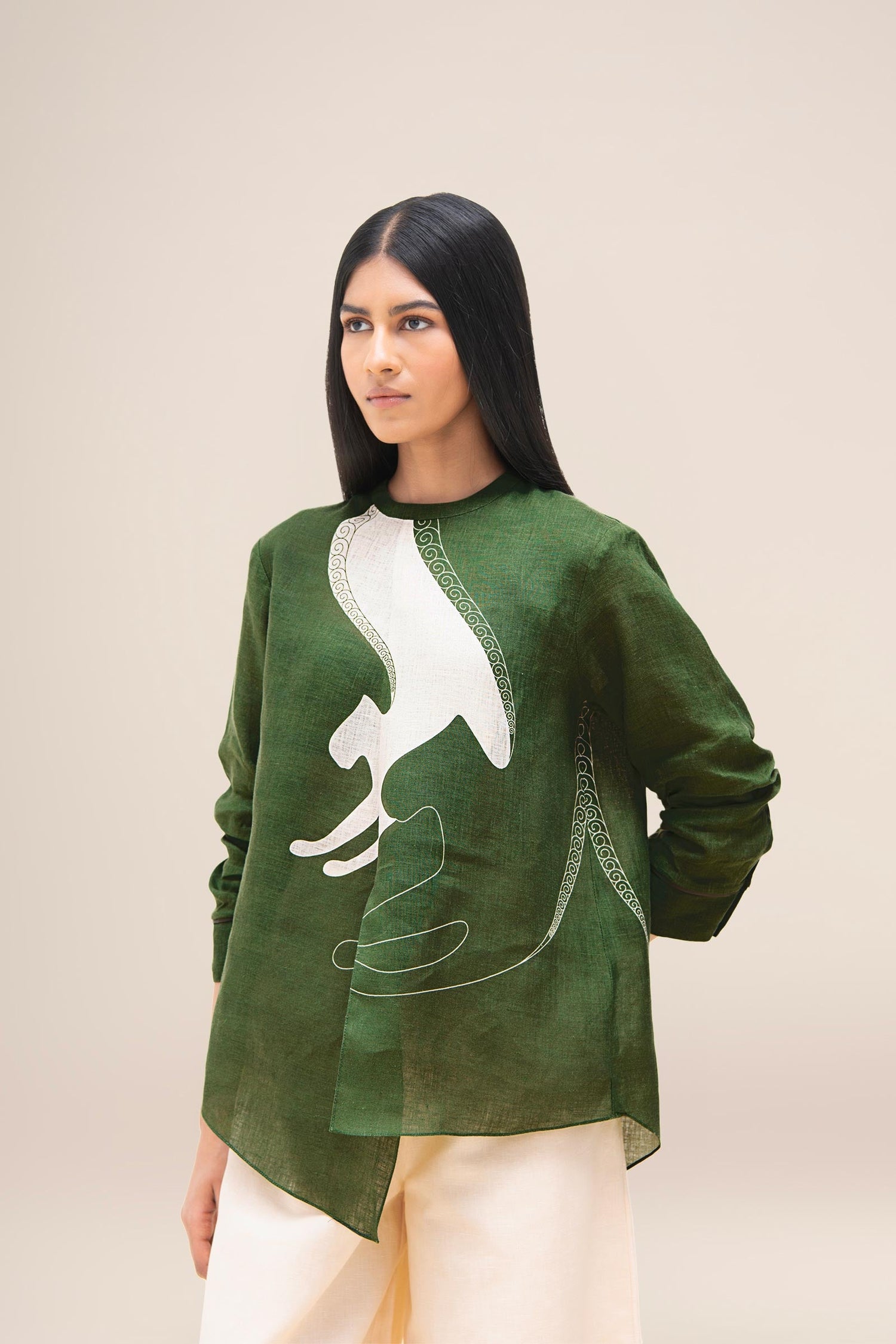  Linen Aquila Top Set – Green