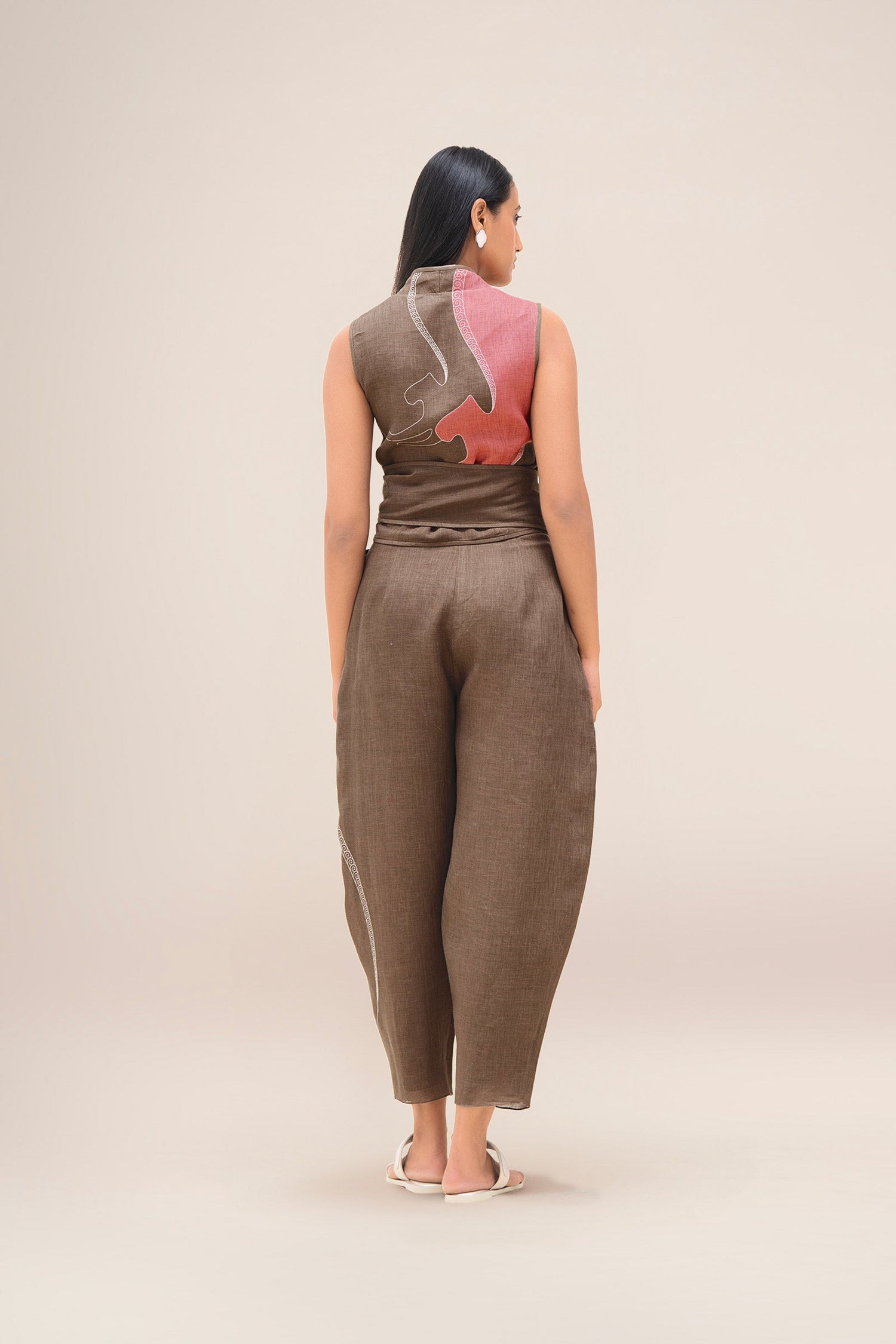  Linen Robin Top Set – Brown